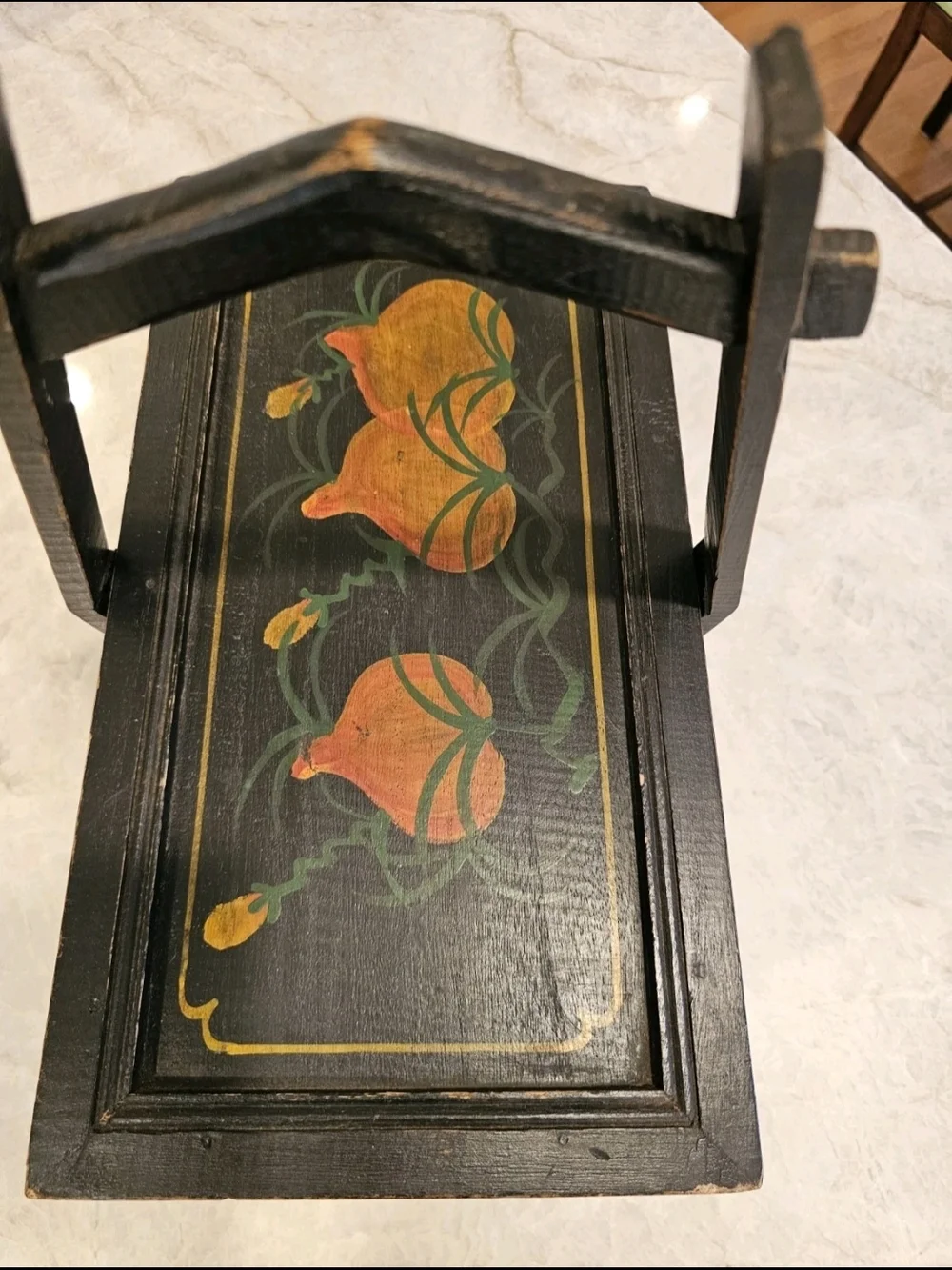 Antique Chinese Wooden Wedding Box/ Rice Basket Hand Painted 19th Cent.